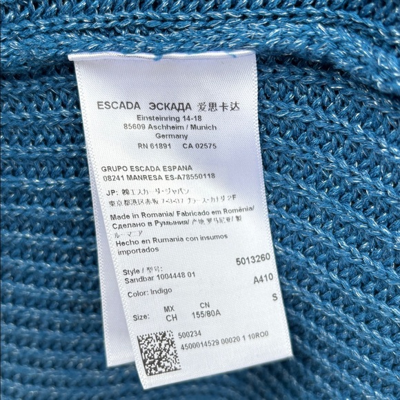 Escada Sport Blue Fringed Cardigan - Picture 5 of 5